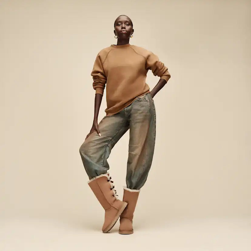 Femme Pull à col rond Classic - CHESTNUT