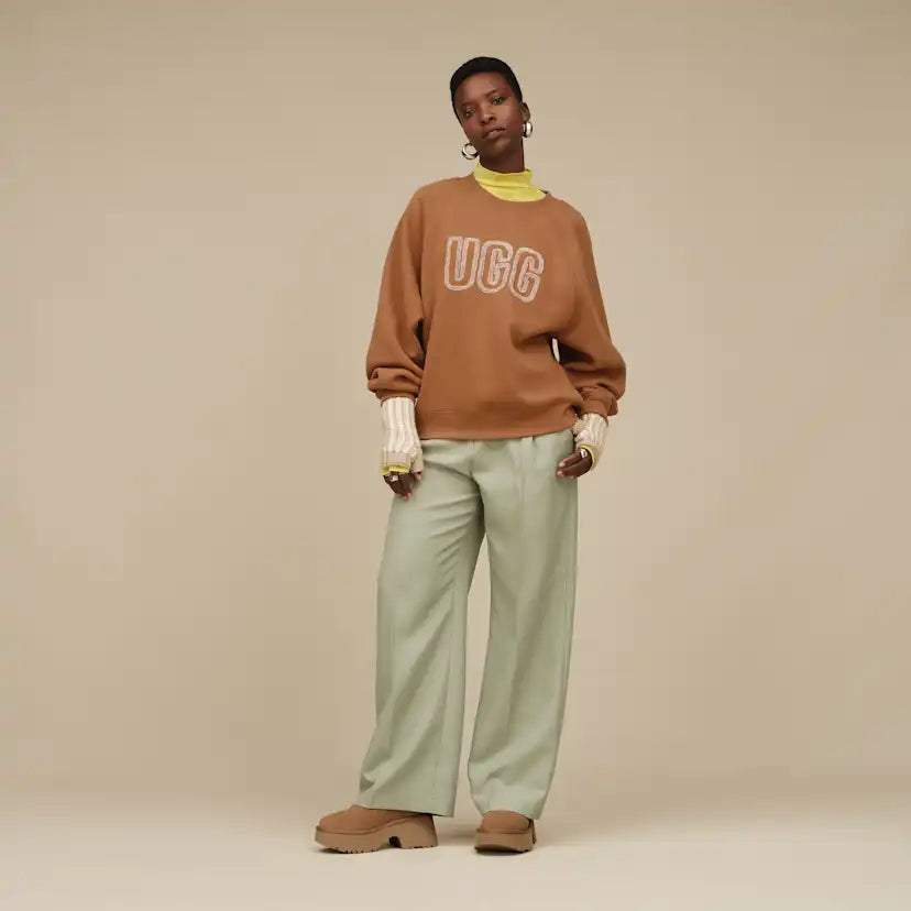 Femme UGG Logo pull à col rond - CHESTNUT