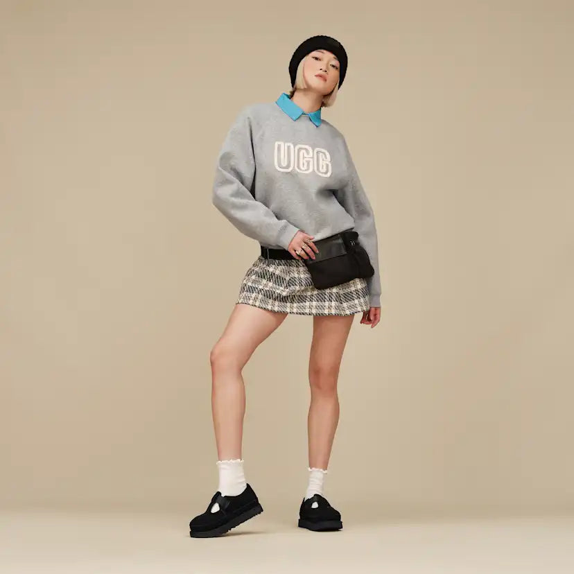 Femme UGG Logo pull à col rond - GREY HEATHER