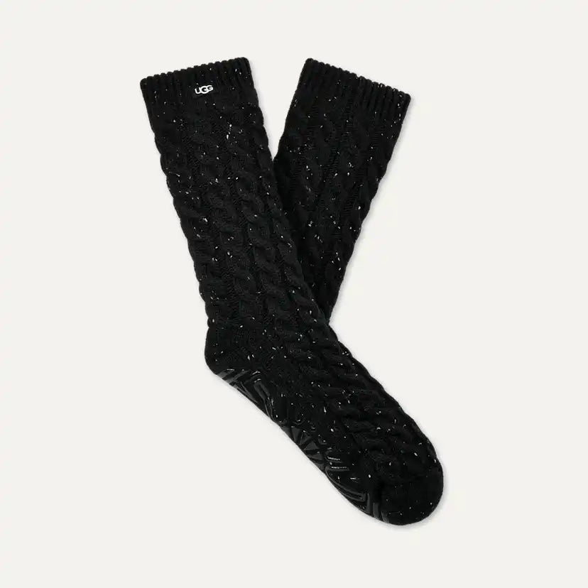 Femme Chaussette en maille torsadée Elowyn à doublure polaire - BLACK CONFETTI