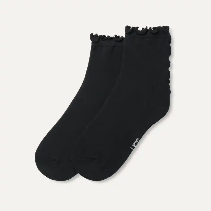Femme Chaussette 3/4 à bordure festonnée Karsyn II - BLACK