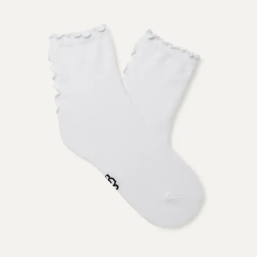 Femme Chaussette 3/4 à bordure festonnée Karsyn II - WHITE