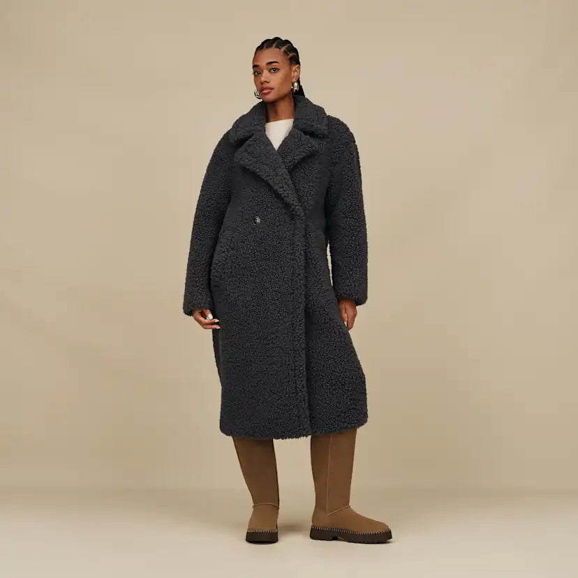 Femme Gertrude Long Teddy Coat II - INK