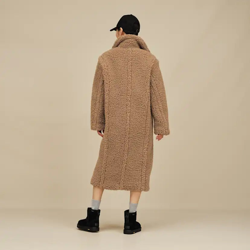 Femme Gertrude Long Teddy Coat II - SAND