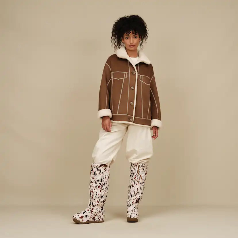 Femme Veste camionneur réversible Frankie - DARK CHESTNUT / CREAM
