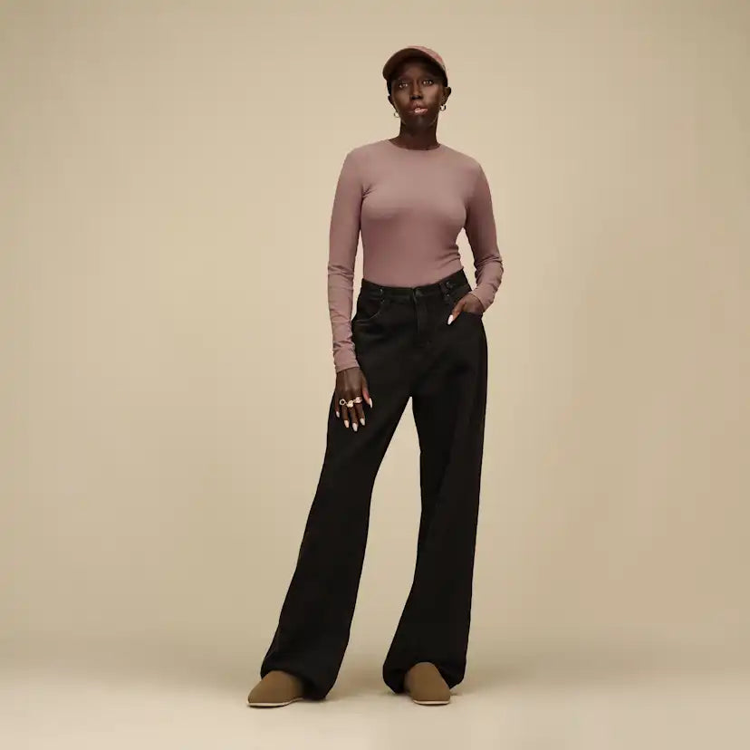 Femme Aidelene Long Sleeve Rib Tee - ALLSPICE