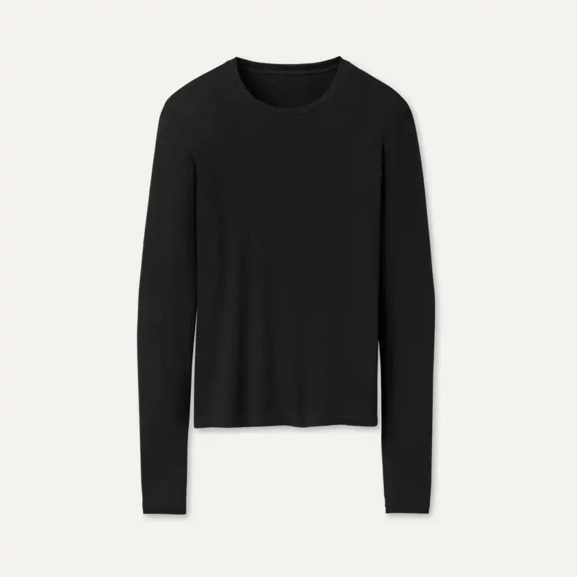 Femme Aidelene Long Sleeve Rib Tee - BLACK