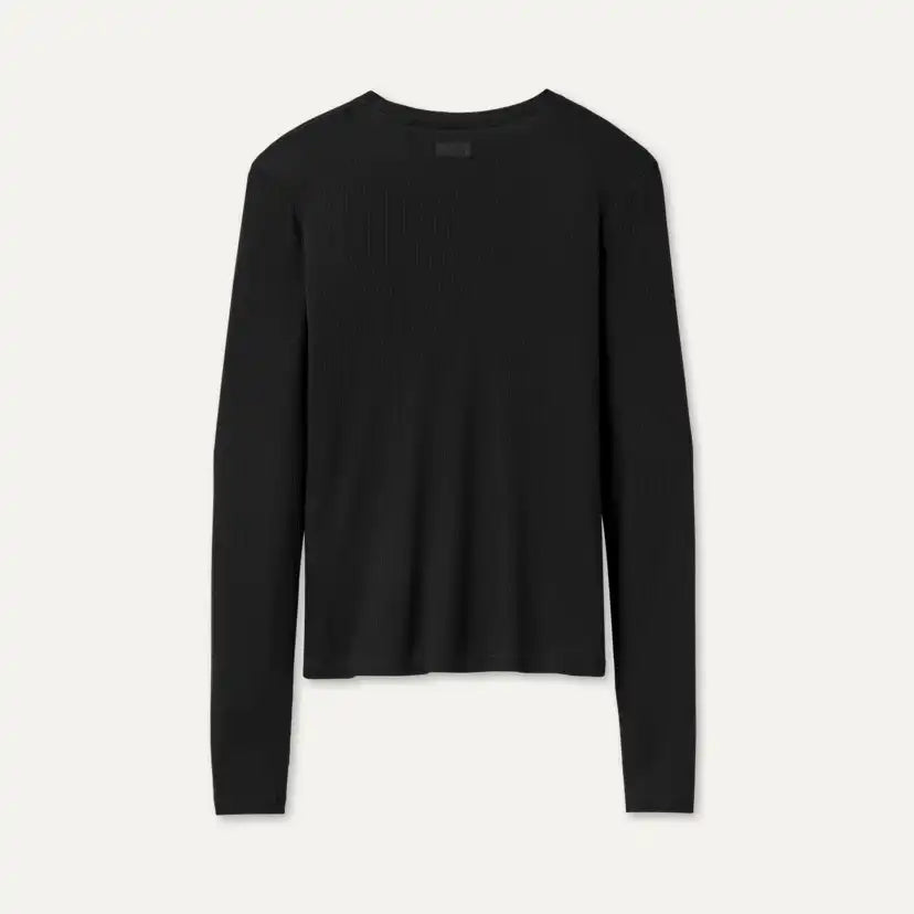 Femme Aidelene Long Sleeve Rib Tee - BLACK