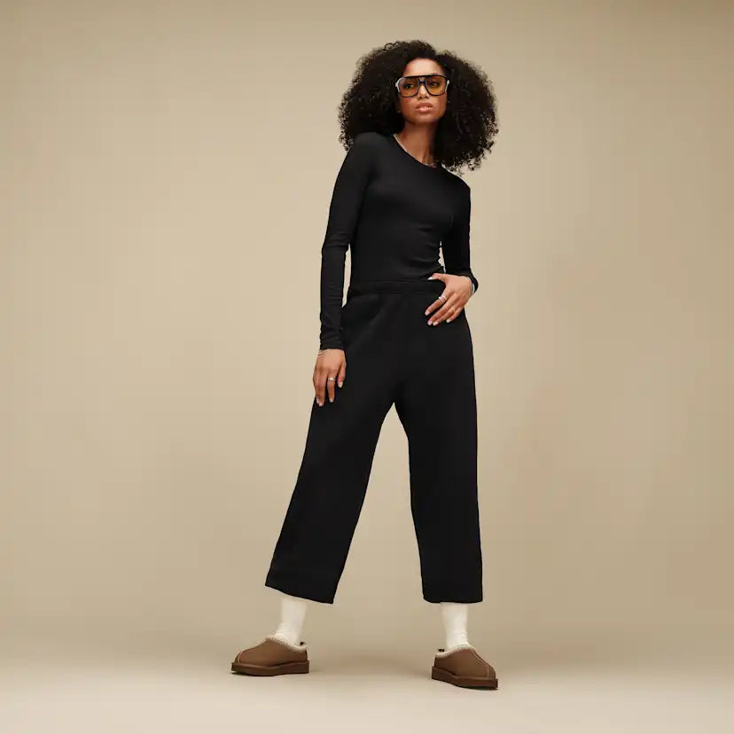 Femme Aidelene Long Sleeve Rib Tee - BLACK