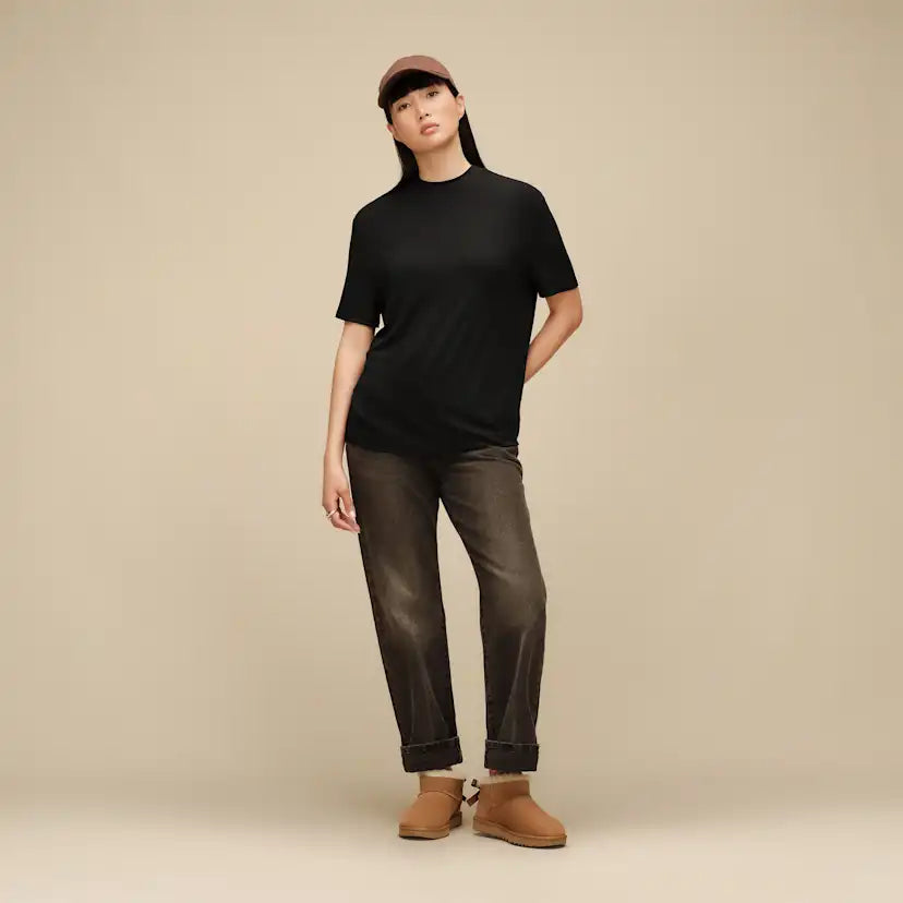 Femme Amarys Relaxed Rib Tee - BLACK