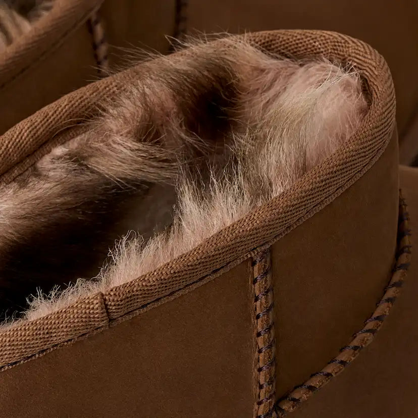 Femme Botte Classic Ultra Mini en nubuck - DARK CHESTNUT